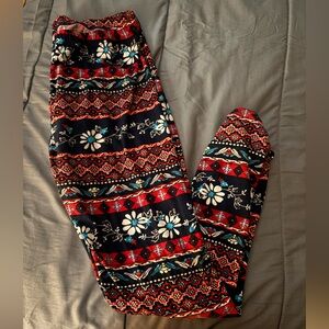 Floral Patterned red leggings